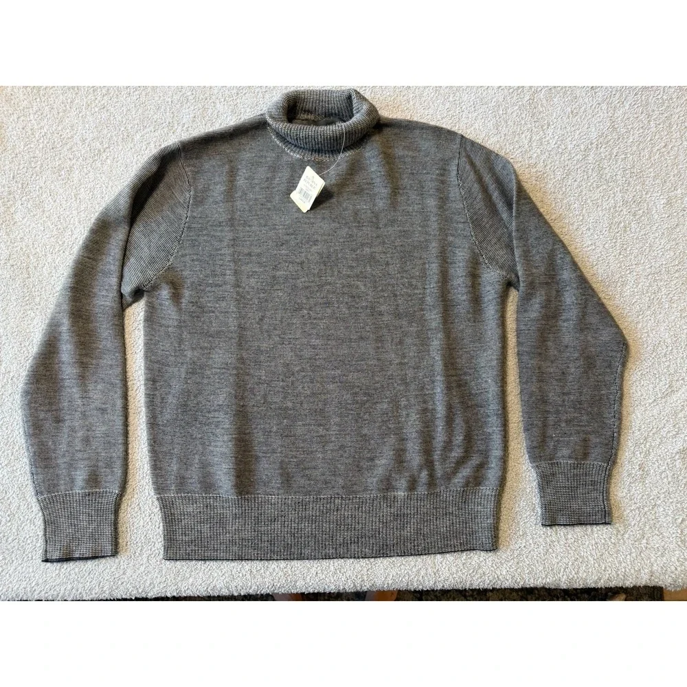NWT Banana Republic Mock Neck 100% Merona Wool Sweater Gray‎ Mens Large